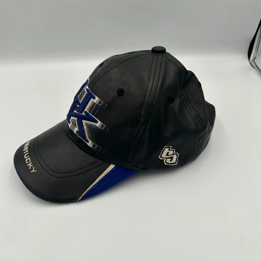 Kentucky Wildcats Baseball Cap Mens OSFA Black Blue Faux Leather Embroidered Hat